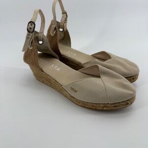 Viscata Women Formiga Canvas Wedges Sandal in Beige Size 40 / US 9